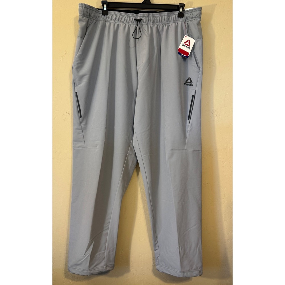 Reebok RBK Woven Pant Men 3XL Sleet Gray Slim Fit RBK-Dry Athletic Joggers NEW